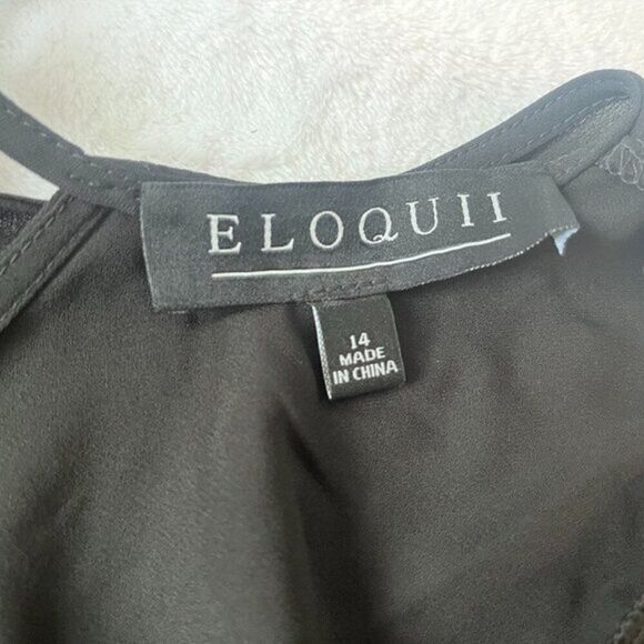 Eloquii Plus Size Women's Puff Sleeve Top‎ With Open Tie Back Blouse - Picture 5 of 5